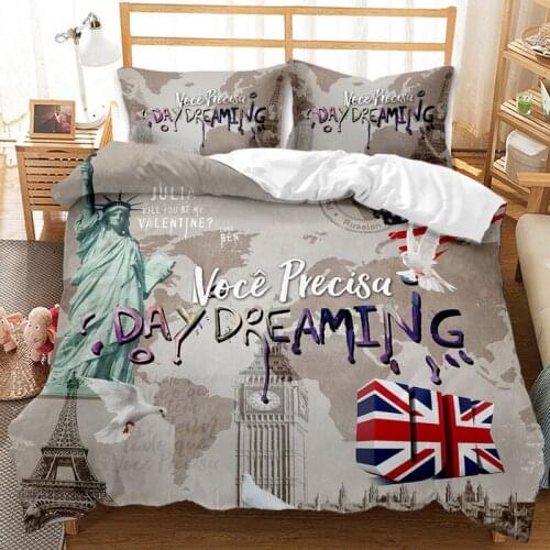 British Lady Quilt Cover Bicycle Couple Bedding Set UK Map Quilt Cover Bohemian Down Bedroom Oversized Quilt Cover Bedding