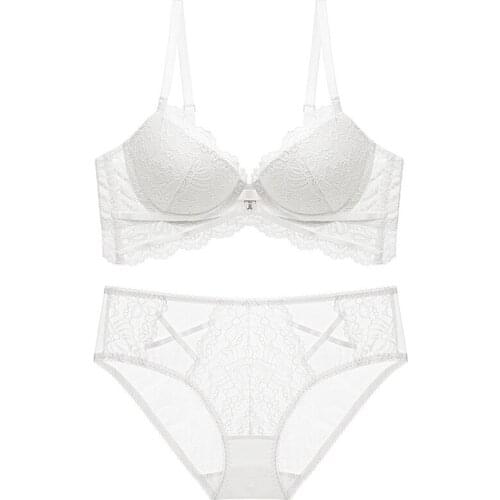 High quality original Sexy High Quality Women Solid Color Lace Bra Set Silk Lace Push up Plus Size Underwear Bow Bra and Hollow