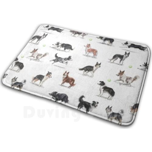 Border Collies Mat Rug Carpet Anti-Slip Floor Mats Bedroom Border Collie Sheepdog Working Pastoral Collies Farming Sheep Farm