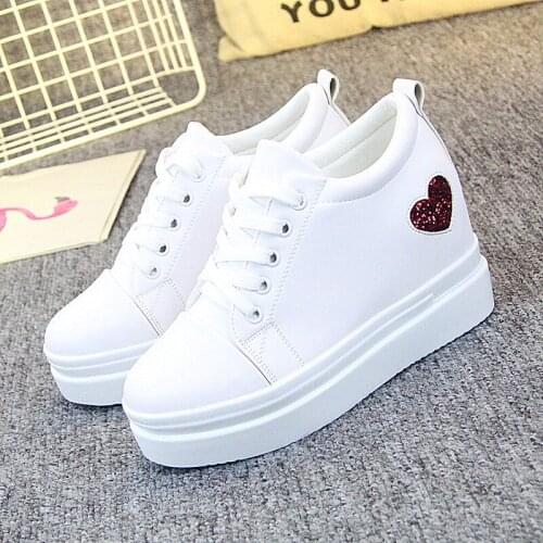 Women Sneakers Fashion Women Height Increasing Breathable Lace-Up Wedges Sneakers Platform Shoes Leather Woman Casual Shoes