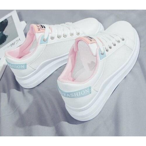 New Board Woman Sneaker Fashion White Shoes Female Shoes Breathable Thin Mesh Sports Leisure Mesh Platform Shoes