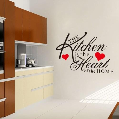 The Kitchen Is the Heart Of The Home Vinyl Wall Sticker Kitchen With Hearts Vinyl Wall Decals Removable Restaurant Poster AJ508