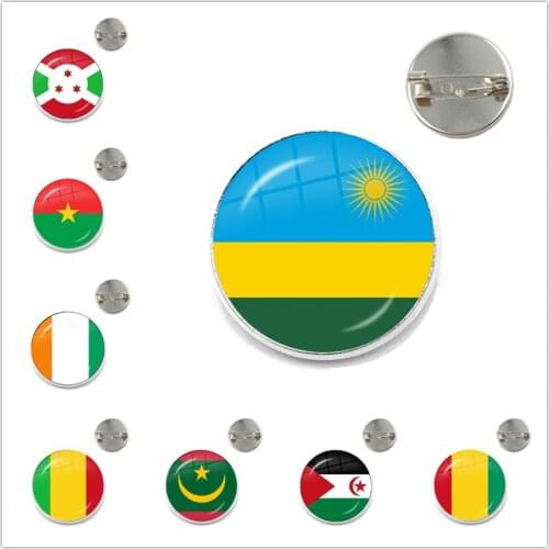 Mauritania,Mali,Rwanda,Coate d'Ivoire,Burundi,Burkina Faso 20/25mm Glass Cabochon Brooches Collar Pins Jewelry Gift