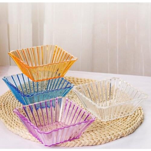Resuable Square Serving Bowls, Party Snack or Salad Bowl, Large Plastic Clear Candy Dish, Stackable Salad Serving Containers
