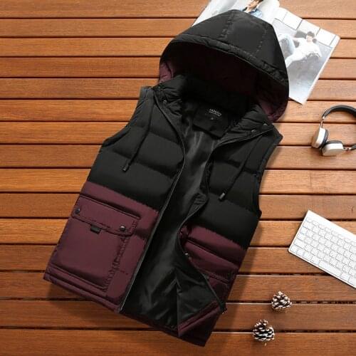 Men Autumn Thicken Waistcoat Mens Vest Jacket Winter Waterproof Warm Sleeveless Men Jacket Fashion Hooded Casual Vest