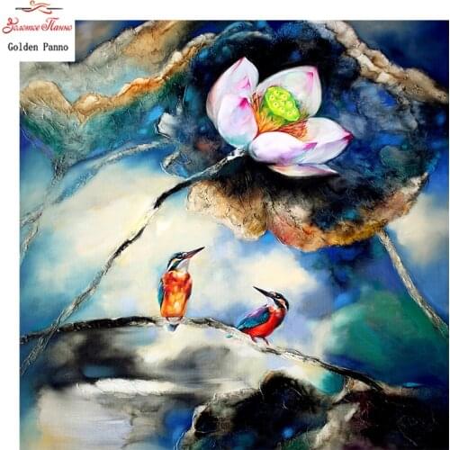 Golden Panno,Needlework,DIY DMC Cross stitch,Sets For Embroidery kit 14ct unprinted Bird flowers Cross-Stitching,christmas1226