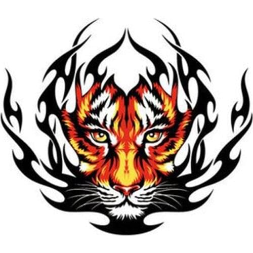 Dawasaru Funny Tiger Flame Car Stickers Creative Waterproof Decals Laptop Motorcycle Auto Decoration Accessories PVC,15cm*12m