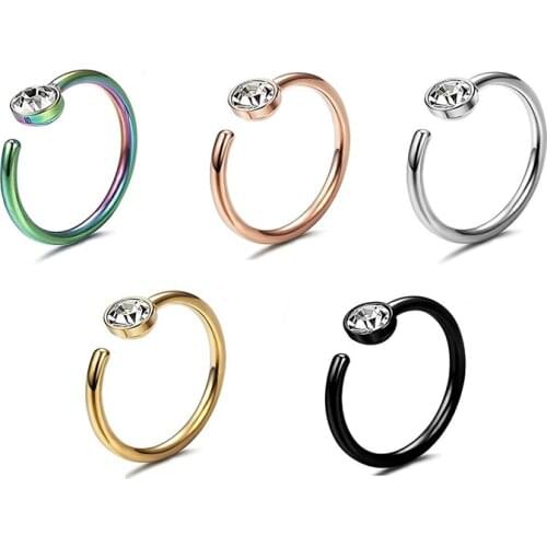 New body piercing C-shaped stainless steel diamond nose nail fake nose ring jewelry