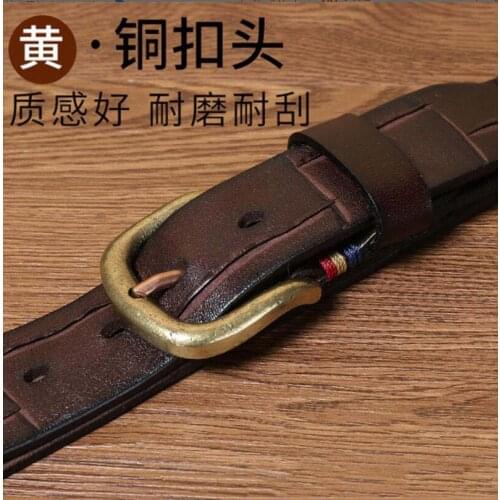 Personalized Fashion Retro Handmade Knife Mark Belt Male Leather Pin Buckle Fashion Trend Korean Copper Buckle Cowhide Belt