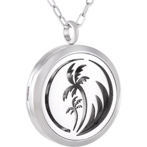 IJP0122 Coconut Tree Pendant Aromatherapy Essential Oils Diffuser Perfume Stainless Steel Free12 Pads Necklace Beautiful Gift