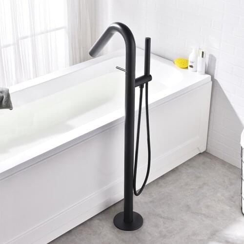 Bathtub Floor Standing Faucet Tap Solid Brass Bathroom Bathtub Mixer Faucet Shower Shiny Gold Chrome Matte Black Bathtub Faucet