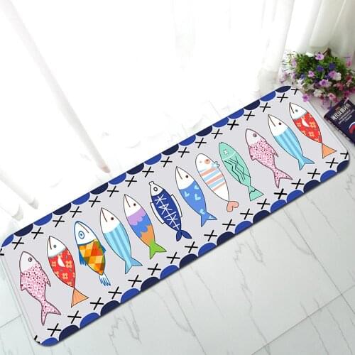 Drop Shipping Cartoon Fish Home Doormat Flannel Kitchen Carpet Indoor Outdoor Welcome Non-slip Floor Mat