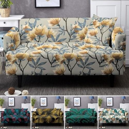 Tropical Leaves And Flowers 1/2/3/4 Seat Dust-proof Elastic Sofa Cover Stretch Couch Covers Removable Slipcovers For Living Room