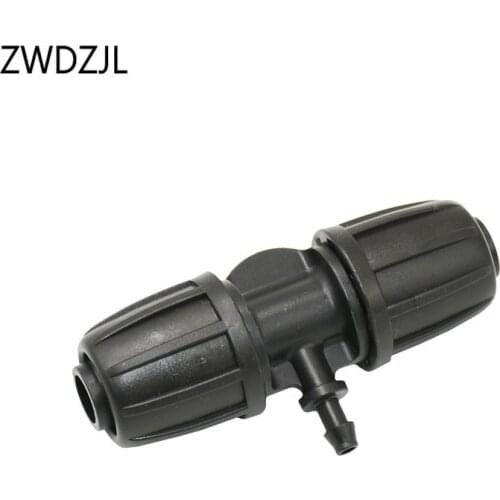 Garden hose 16mm to 4/7mm reducing tee water splitter 1/2 to1/4 tee barb connector lock nut 3 way connector 20pcs