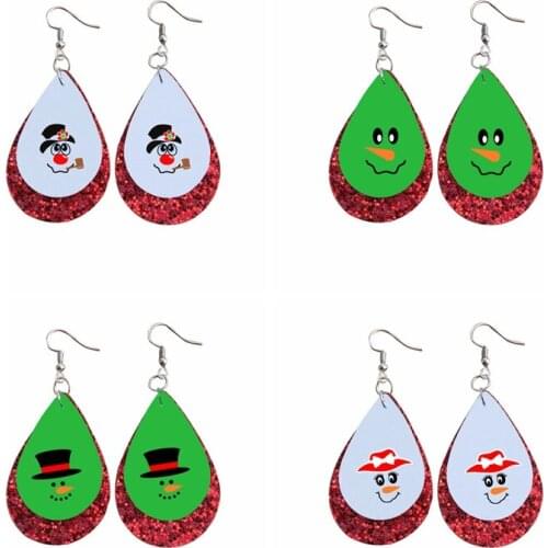 Snowman Scare Crow Faces Earrings Faux Leather Gift For New Year Christmas We Are Now In Stock