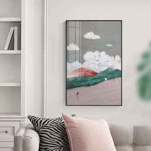 Modern Abstarct Nordic Landscape Sea Mountain Poster Wall Art Canvas Print Painting Decorative Picture for Living Room Home Deco