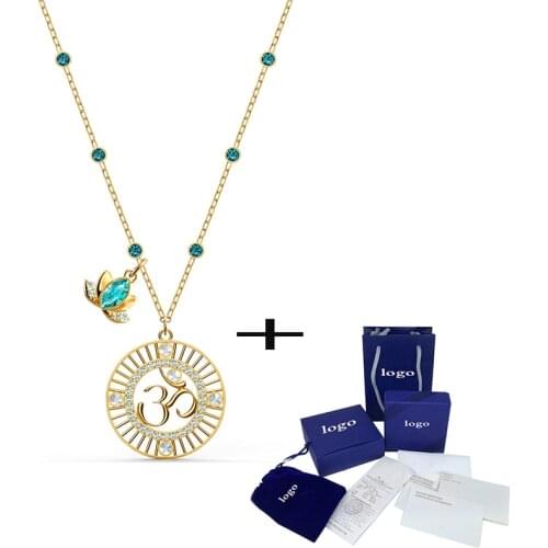 SWA 2020 Exquisite New Om Stands For Boredom And Calm Symbol SYMBOLIC LOTUSFull Bloom Lotus Necklace Is The Best Gift Women