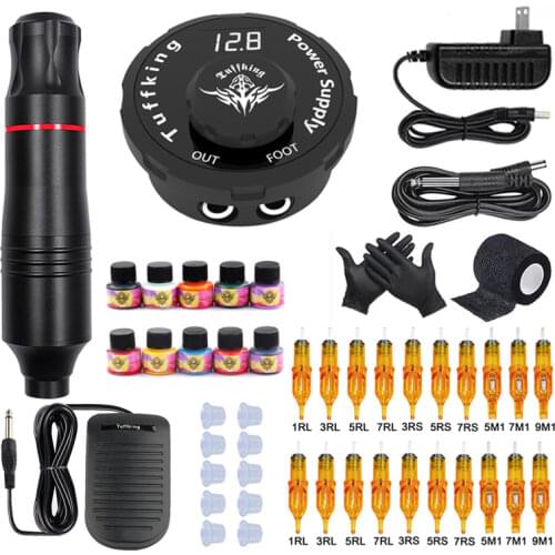 Tuffking Tattoo Machine Set Professional Rotary Pen With Cartridge Needles Permanent Makeup Machine For Tattoo Beginner Artist