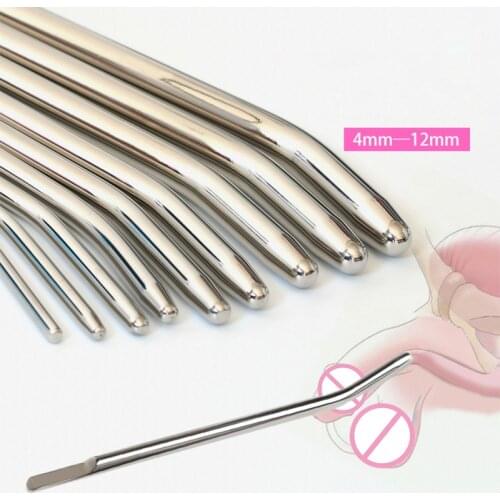 Stainless Steel Urethral Plug Urethral Sound Catheter Male Penis Plug Sounding Dilator Erotic Adult Sex Toys for Men 4-12mm