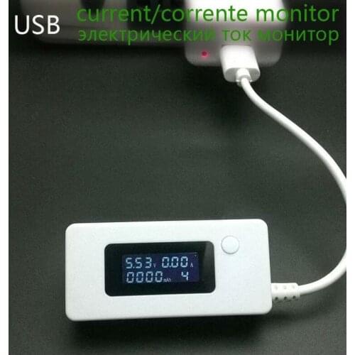 USB electric current monitor, ammeter voltmeter, LCD, 3V-7V, 0.05A-3.5A, 0-19999mAh, ampere Amper Meter, test power bank