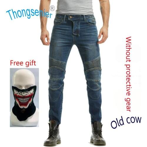 Slim jeans mens straight motorcycle pants off-road racing cycling pants with 4PADS protection TS-06