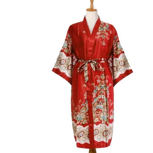 Green robe for men Chinese Men Satin Rayon Robe Print Kimono Bath Gown Summer Casual Home Wear Male Nightwear robe men