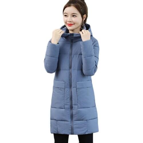 New Winter Korean long Plus size Down cotton Jacket Women loose Casual Warm Cotton Jackets Womens Fashion Hooded Parkas 3XL F879