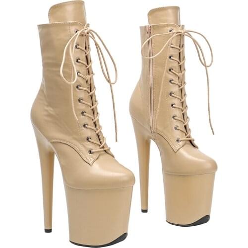 Leecabe 20cm/8inches PU upper Fashion High Heel platform Pole Dancing boots