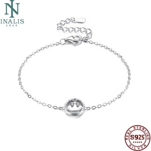 INALIS 925 Sterling Silver Link Bracelets For Women Smiling Face Link Bracelets Anniversary Fine Jewelry Gift Trend Hot Sale