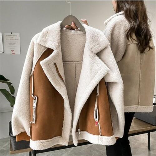 Winter new style loose fur all-in-one suede jacket women short faux lamb wool ladies jacket