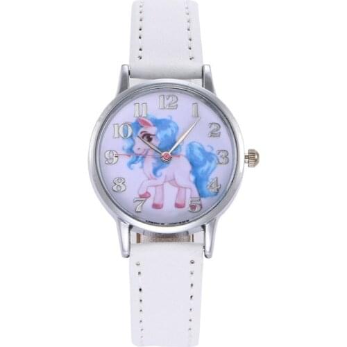 1pcs Kids Watch Fashion Cute Cartoon Unicorn Leather Strap Wristwatch Classic Digital Girl Boy Watch Child Quartz Watch