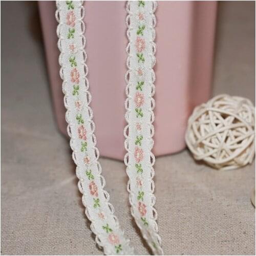 10yard 1.2cm width Bohemia style 100%cotton beige water soluble embroidered lace trim DIY sewing/garment decor accessories