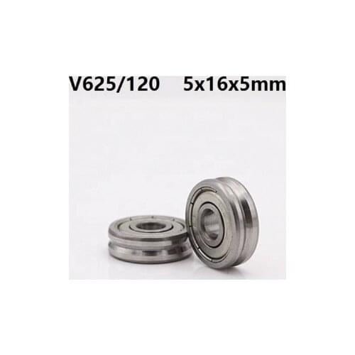 100pcs/lot V625ZZ V625/120 625VV 5x16x5mm V groove ball bearing guide track roller wheel bearing pulley bearing 5*16*5mm