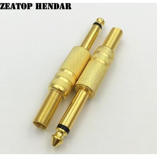 20Pcs Gold Plated 6.35mm Male 1/4 Mono Jack Plug Audio Connector Solder Type