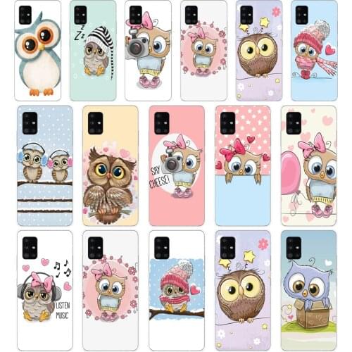 29 Cute Owl Hearts Lover Christmas Soft Silicone Tpu Cover phone Case for Samsung Galaxy A31 A41 A51 A71 A40 2019 Case