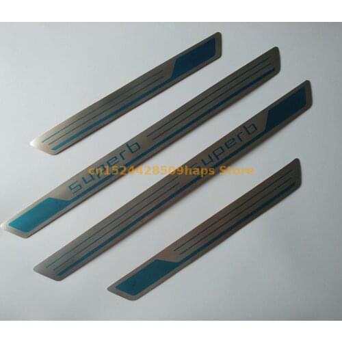 4PCS Stainless Steel Original factory stainless steel Car door cover outside door sill plate For Skoda Superb 2016 2017 2018