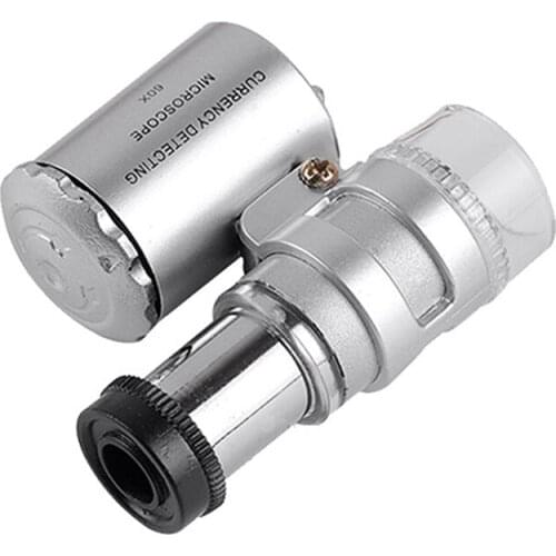 60X Handheld Magnifying Glass Mini Pocket Microscope Loupe Currency Detector Jeweler Magnifier With LED Light new Microscope