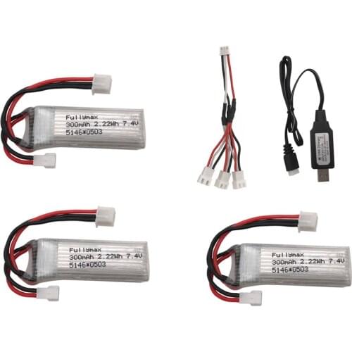 7.4V 300mAh LiPo Battery + usb charger For RC WLtoys F959 XK DHC-2 A600 A700 A800 A430 RC Quadcopter Drone Parts 7.4v battery