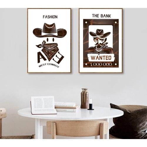 Abstract Vintage Canvas Painting West Cowboy Fashion Posters and Prints Modern Minimalist Decorative Pictures For Living Room