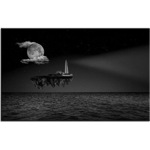 Large size Printing Oil Painting lighthouse ship Wall painting Decor Wall Art Picture For Living Room painting No Frame