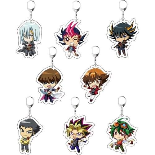 Death Note Key Chians Chibi Yu-Gi-Oh Yu Gi Oh Cartoon Keyrings Double Sided Cute Anime Acrylic Keychain Accessories