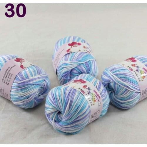 Color Optional 4 ballsX50g Cashmere Silk Velvet Children Hand Kintting Yarn 1830 WhiteblueAqua