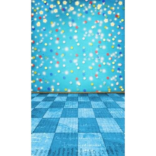 Colored Dots Photography Backdrops Blue Square Floor 3D Backgrounds for Photo Studio Children Kid Portrait Photoshoot Customized