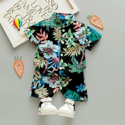 2020 Summer New Childrens Clothing Baby Boys Girls Flower Short Sleeved Cardigan + Short Pants 2Pcs Set Kids Fashion Casual Suit