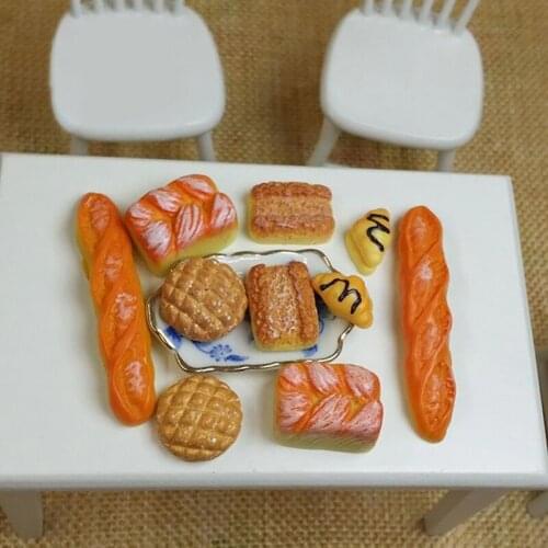 Dongzhur 6pcs/set 1:12 Dollhouse Acessories Simulation Miniature Breakfast Kitchen Breads Dollhouse Decoration Food Model Toys