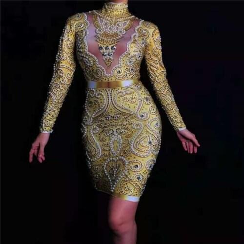 E13 Gold printed Jumpsuit pole dance costumes catwalk singer wears performance bodysuit dj dress show party outfits ds clothe dj