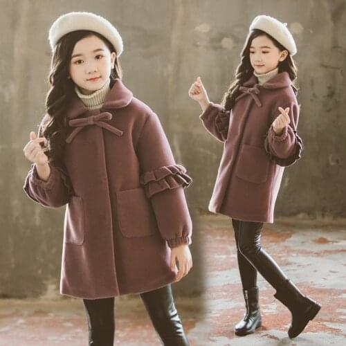 Elegant Jacket Winter Spring Coat Outerwear Top Children Clothes School Kids Costume Teenage Girl Clothing Woolen Cloth High Qua