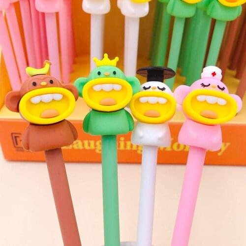 48 pcs/lot Cute Laughing Monkey Gel Pen Cartoon 0.5 mm black ink Signature Pens School Office writing Supplies Promotional Gift