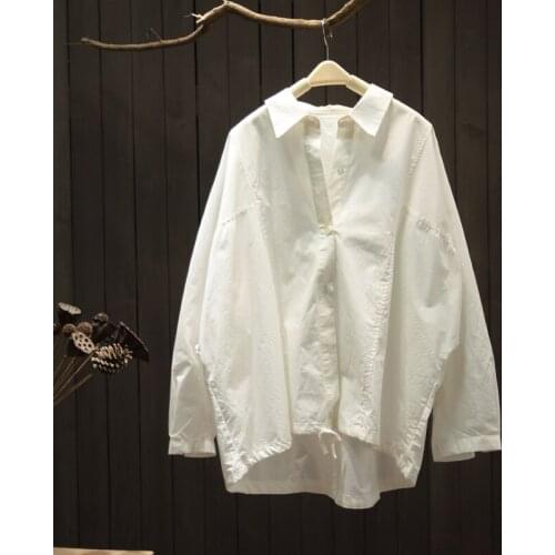 Cotton Women White Shirts Autumn New 2021 Turn-Down Collar Loose Long-Sleeved Casual All Match Female Outwear Coats Tops