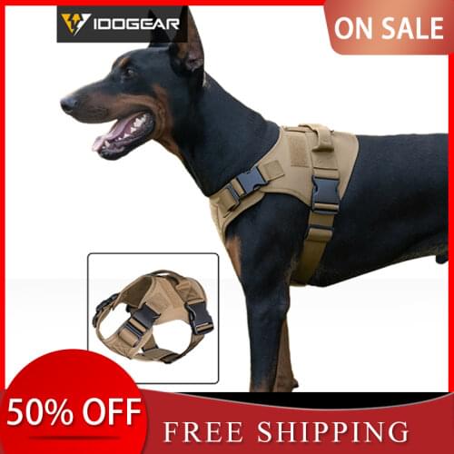 IDOGEAR Tactical Dog Vest Dog Harness w/ Handle Military Working Dog Accessories Adjustable 3315